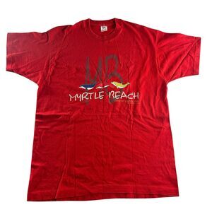 Vintage Myrtle Beach Graphic Shirt Men’s XL Dolphins Red Single Stitch USA 90s